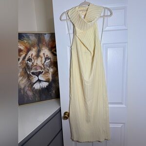 Zara Pale Yellow Open Back Maxi Dress